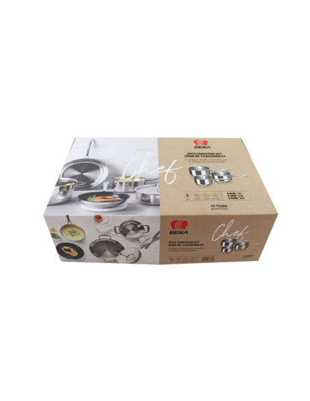 Juego de 3 cacerolas de acero inoxidable Beka Chef de 16 a 20 cm