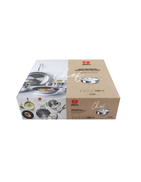 Beka Chef sartén de acero inoxidable con tapa 28cm