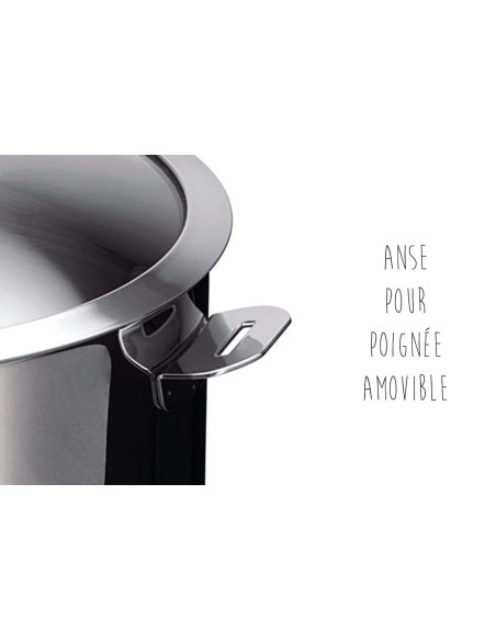 Set of 3 Beka Evolution stainless steel pans 16, 18 and 20cm - Removable handle included