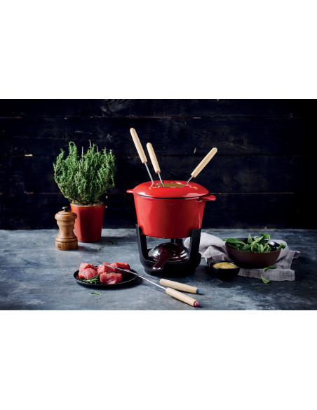 Set per fonduta in ghisa smaltata Beka Arome per 6 persone - Rosso