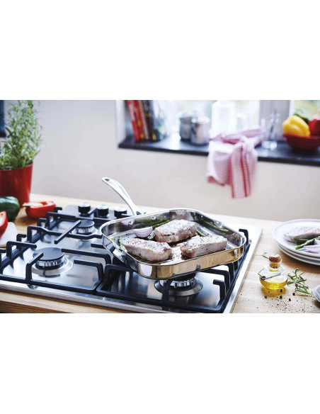 Beka Chef firkantet grillpanne i rustfritt stål 26,5x26,5 cm