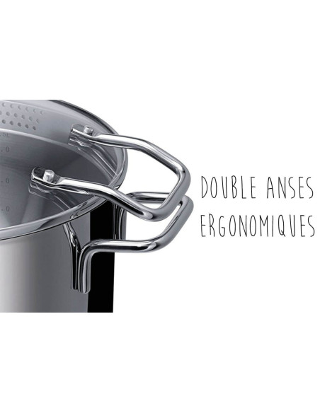 Beka Emporo 24 cm pasta-/grøntsagskoger i rustfrit stål med dørslagslåg