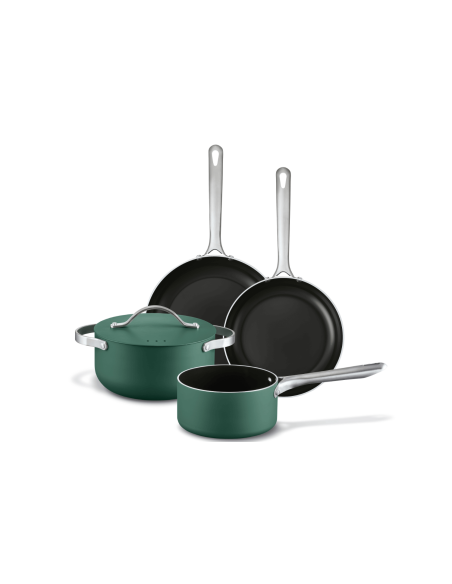 Sett med 4 Beka Mobi kokekar med keramikkbelegg 16, 20, 24 og 28 cm - Grønn