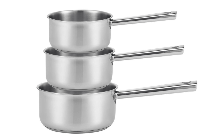 Set med 3 Beka Cicla kastruller i rostfritt stål 16 cm, 18 cm och 20 cm