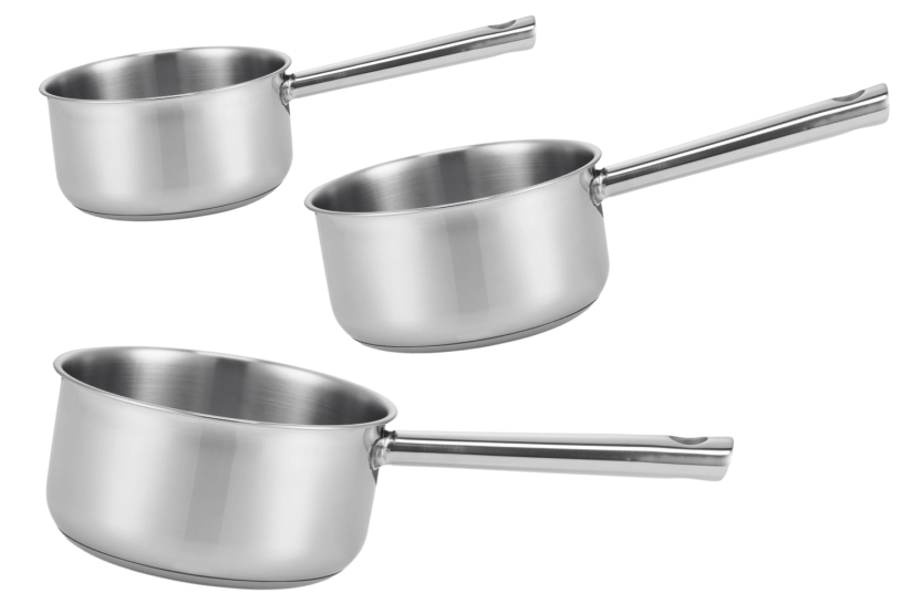 Set med 3 Beka Cicla kastruller i rostfritt stål 16 cm, 18 cm och 20 cm
