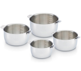 Sett med 4 Beka Select 14 til 20 cm avtakbare kasseroller i 18/10 rustfritt stål