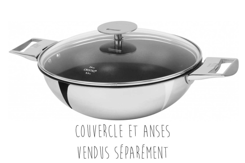 Wok antiaderente em aço inoxidável Cristel Casteline Amovível Exceliss