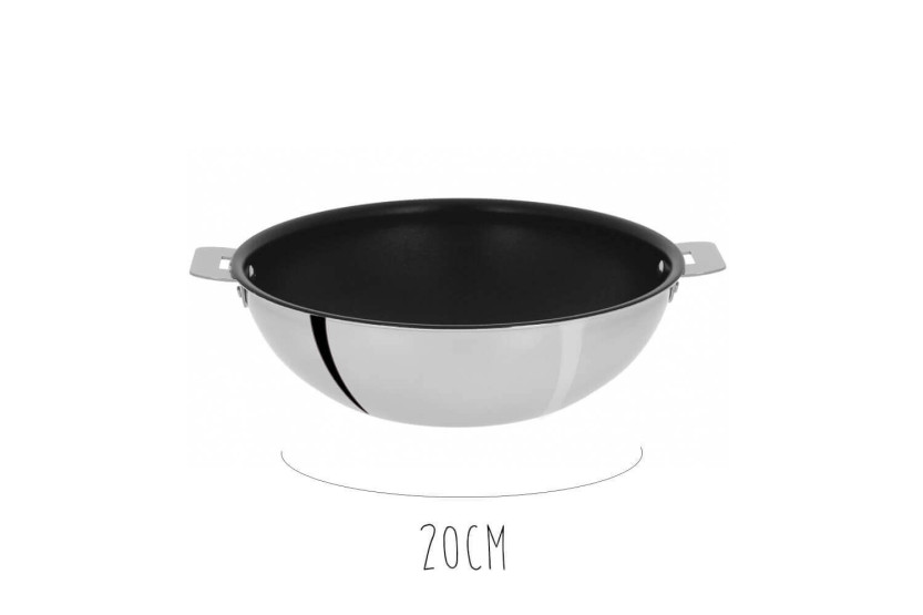 Wok antiadherente de acero inoxidable Cristel Casteline Amovable Exceliss