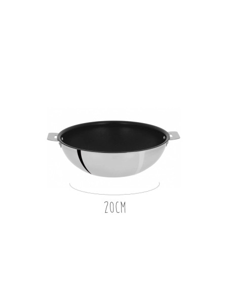 Tarttumaton ruostumattomasta teräksestä valmistettu wok Cristel Casteline Amovable Exceliss