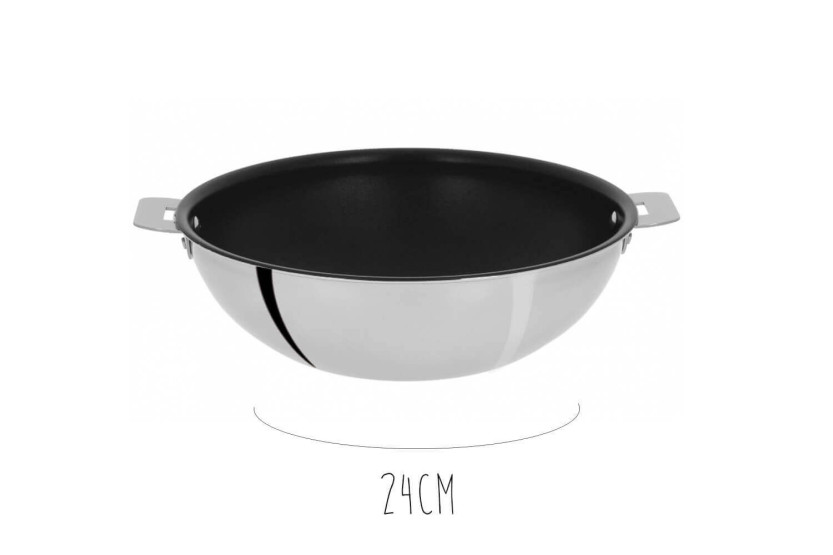 Wok i rostfritt stål med non-stick beläggning Cristel Casteline Amovable Exceliss