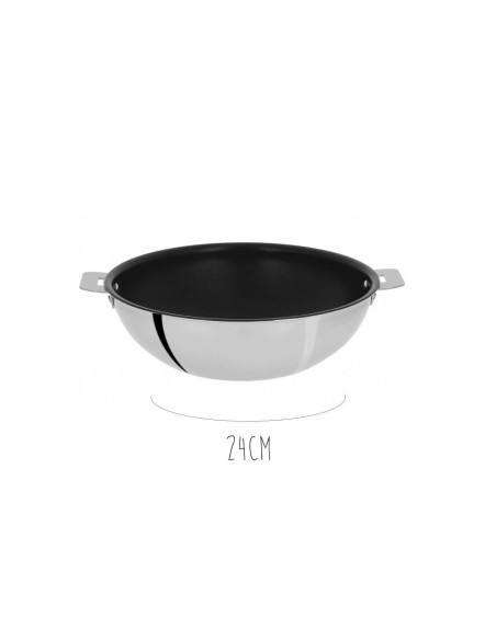 Wok i rostfritt stål med non-stick beläggning Cristel Casteline Amovable Exceliss