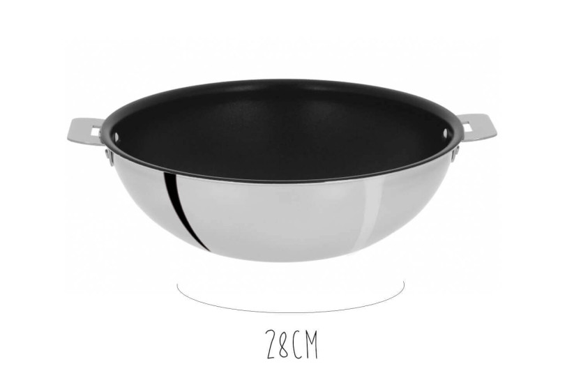 Roestvrijstalen wok met antiaanbaklaag Cristel Casteline Amovable Exceliss