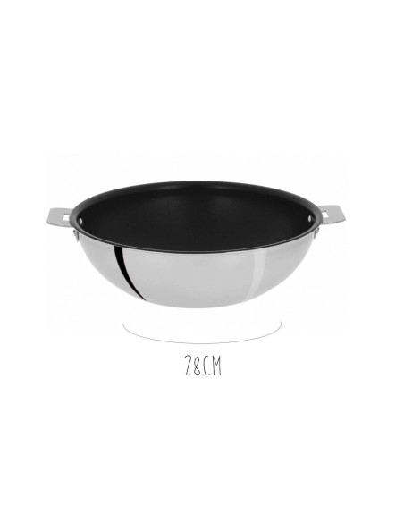 Wok i rostfritt stål med non-stick beläggning Cristel Casteline Amovable Exceliss