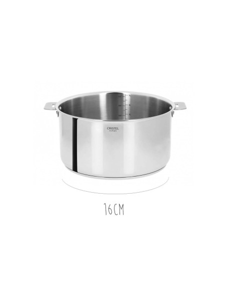 Set di 3 pentole Cristel Casteline estraibili in acciaio inox da 16 a 20 cm - manico Zenith incluso