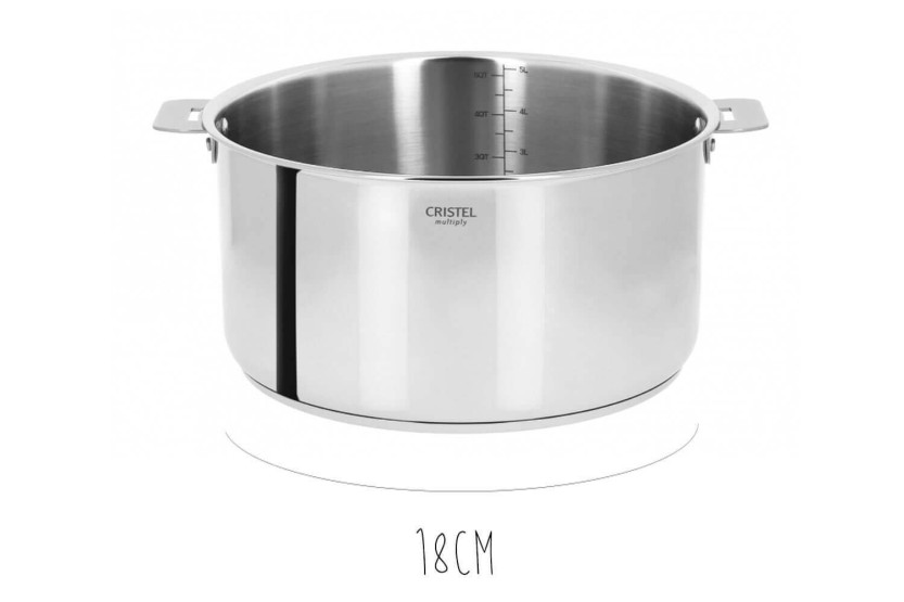 3 Cristel Casteline Irrotettava ruostumattomasta teräksestä valmistettu kattila 16-20 cm - Zenith-kahva sisältyy pakkaukseen