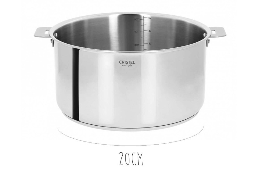 Juego de 3 cacerolas desmontables de acero inoxidable Cristel Casteline de 16 a 20 cm - mango Zenith incluido