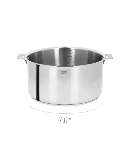 Set di 3 pentole Cristel Casteline estraibili in acciaio inox da 16 a 20 cm - manico Zenith incluso