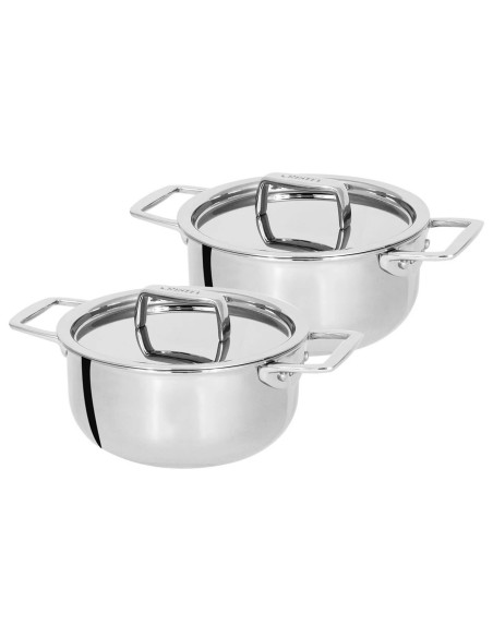 Set "Tête à tête" 2 mini ollas 10cm Cristel Castel'Pro de acero inoxidable 18/10 3 capas