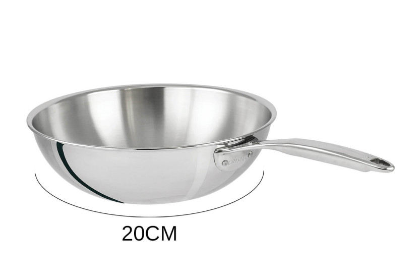 Wok Cristel Castel'Pro de 3 capas de acero inoxidable 18/10