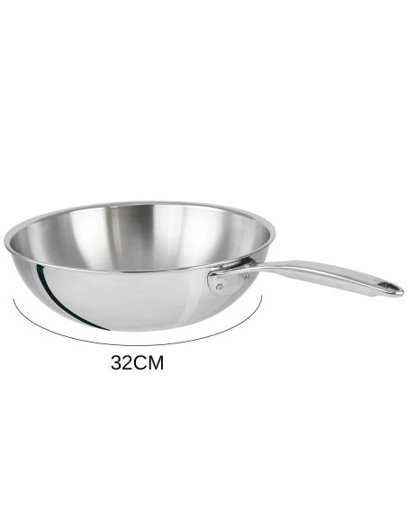 Wok Cristel Castel'Pro em aço inoxidável 18/10 de 3 camadas