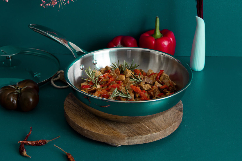 Wok Cristel Castel'Pro em aço inoxidável 18/10 de 3 camadas