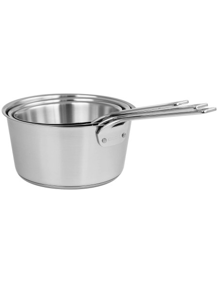 Set of 3 Cristel 1826 pans in brushed 18/10 stainless steel