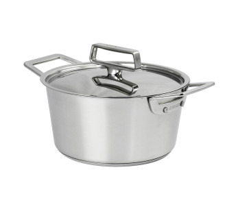 Casseruola Cristel 1826 in acciaio inox 18/10 spazzolato + coperchio Castel'Pro in acciaio inox