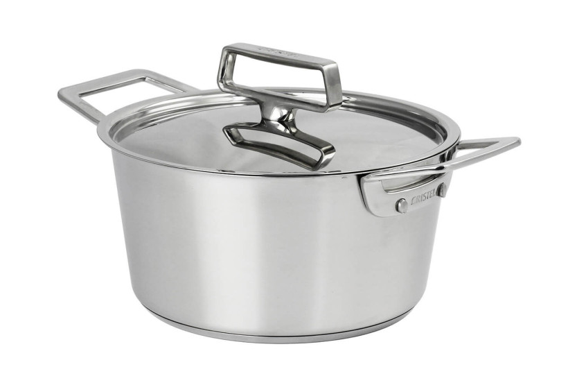 Casseruola Cristel 1826 in acciaio inox 18/10 spazzolato + coperchio Castel'Pro in acciaio inox
