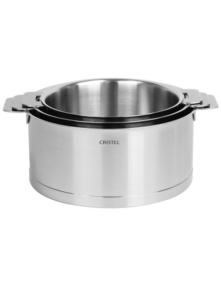 Set of 3 Cristel Strate Amovable pans in 18/10 stainless steel - 16, 18 and 20cm