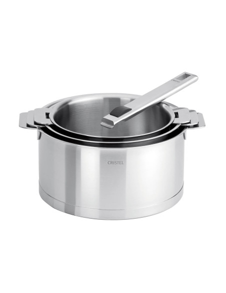 Set di 3 teglie estraibili Cristel Strate in acciaio inox 18/10 + 1 manico Strate in acciaio inox