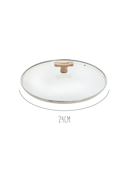 Tapa de cristal curvado universal De Buyer con protector de gatillo de madera