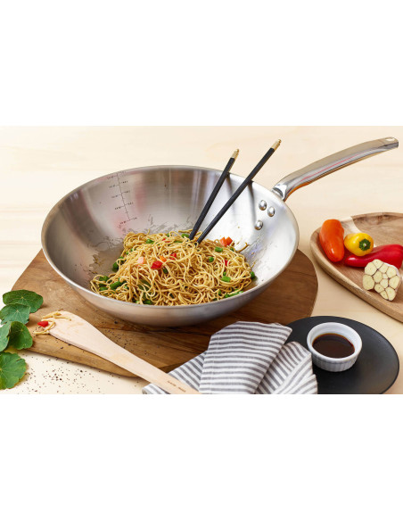 Wok De Buyer Alchimy 32cm 3 camadas em aço inoxidável 18/10
