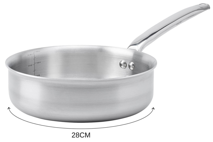 De Buyer Alchimy rett sauterpanne i 18/10 flerlags 3-lags rustfritt stål