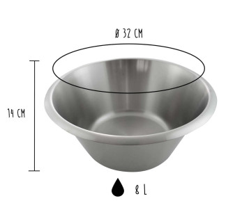 Matfer ciotola professionale per pasticceria 100% acciaio inox - Diametro 32cm