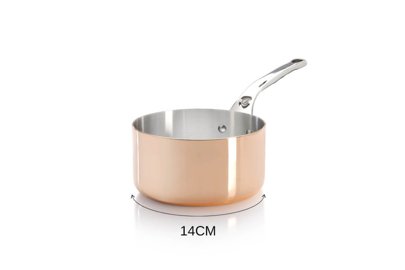 De Buyer Prima Matera cacerola de cobre de acero inoxidable con mango de acero inoxidable fundido compatible con inducción