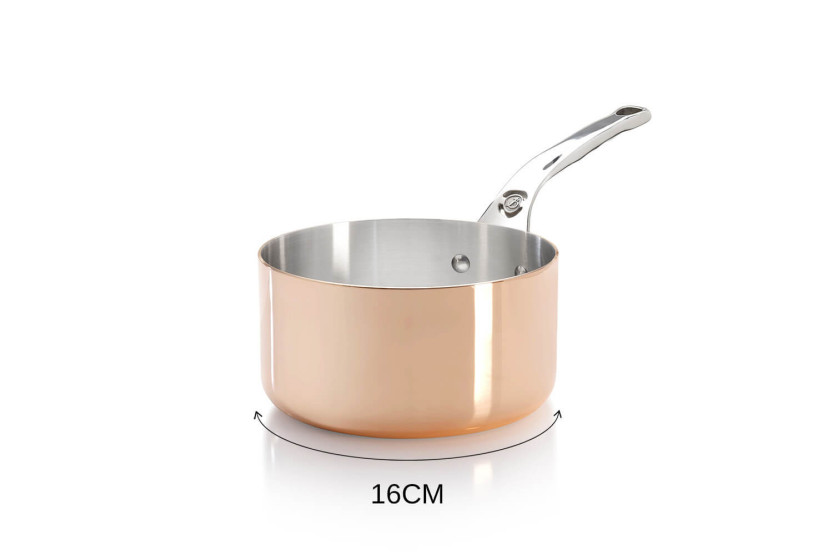 De Buyer Prima Matera cacerola de cobre de acero inoxidable con mango de acero inoxidable fundido compatible con inducción