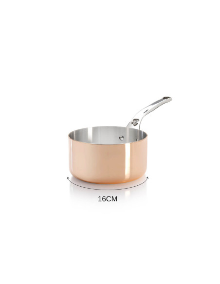 De Buyer Prima Matera cacerola de cobre de acero inoxidable con mango de acero inoxidable fundido compatible con inducción