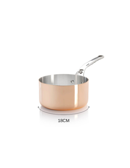 De Buyer Prima Matera panela de cobre em aço inoxidável com pega em aço inoxidável fundido compatível com indução