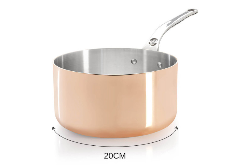 De Buyer Prima Matera panela de cobre em aço inoxidável com pega em aço inoxidável fundido compatível com indução