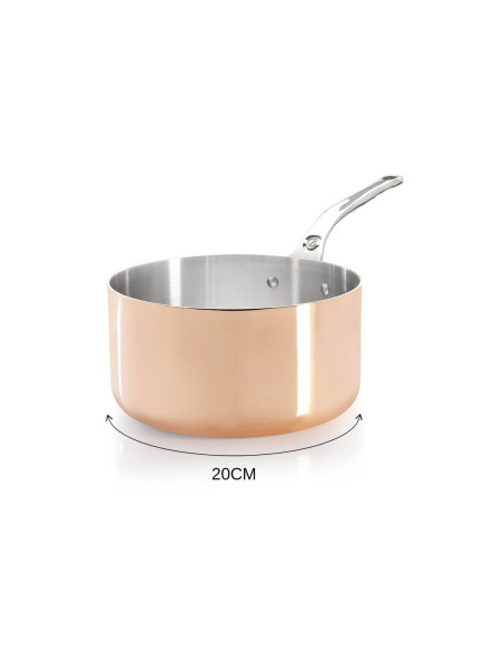 De Buyer Prima Matera cacerola de cobre de acero inoxidable con mango de acero inoxidable fundido compatible con inducción
