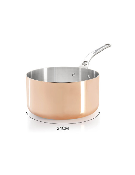 De Buyer Prima Matera cacerola de cobre de acero inoxidable con mango de acero inoxidable fundido compatible con inducción