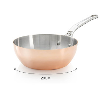 De Buyer Prima Matera frigideira curva de cobre para saltear com pega em aço inoxidável fundido compatível com indução