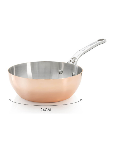 De Buyer Prima Matera sartén curvada de cobre con mango de acero inoxidable fundido compatible con inducción