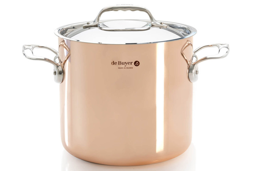 De Buyer Prima Matera 20 cm kobbergryte i rustfritt stål, induksjonskompatibel med håndtak i rustfritt stål og lokk