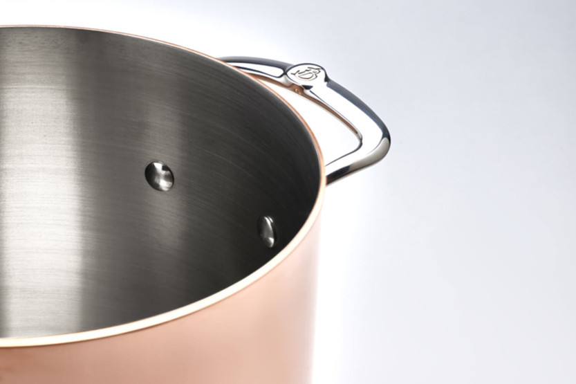 De Buyer Prima Matera 20cm roestvrijstalen koperen pan inductie compatibel roestvrijstalen handgrepen met deksel