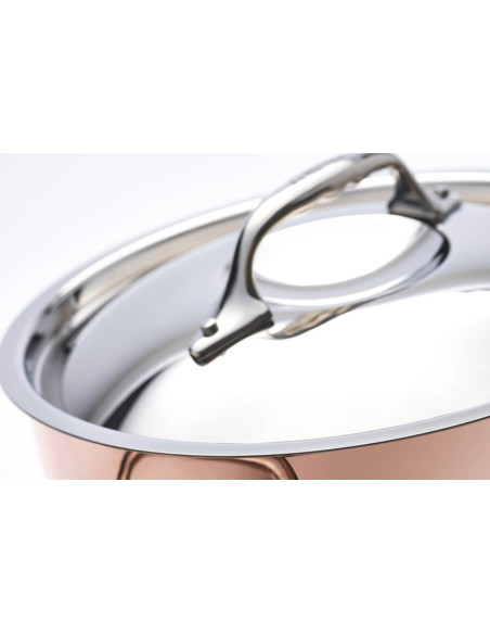 De Buyer Prima Matera 20cm roestvrijstalen koperen pan inductie compatibel roestvrijstalen handgrepen met deksel