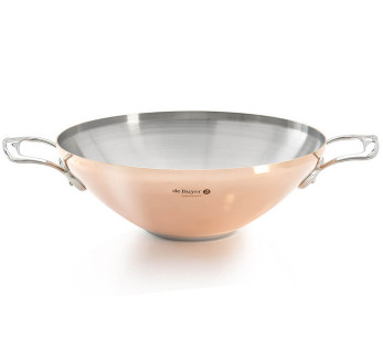 De Buyer Prima Matera 32 cm kobberwok i rustfritt stål med håndtak i rustfritt stål, induksjonskompatibel
