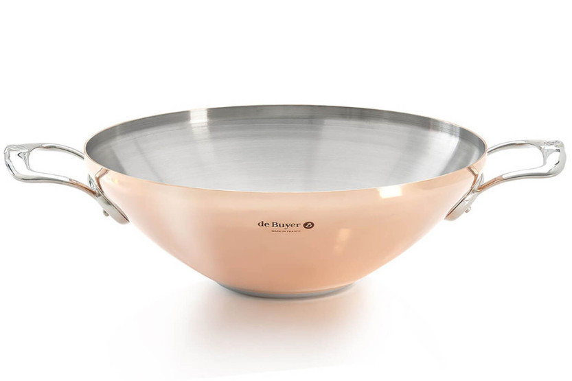 De Buyer Prima Matera 32cm roestvrijstalen koperen wok roestvrijstalen handgrepen inductiecompatibel