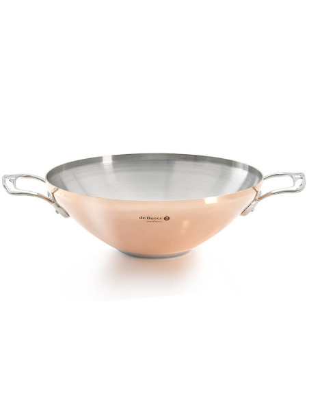 De Buyer Prima Matera 32cm rostfritt stål kopparwok handtag i rostfritt stål induktionskompatibel