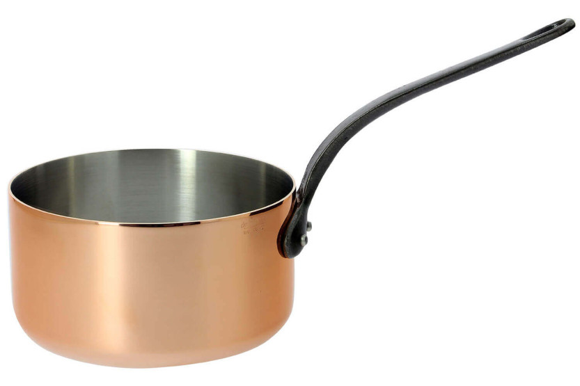 Set of 5 De Buyer Inocuivre copper saucepans with cast-iron handles